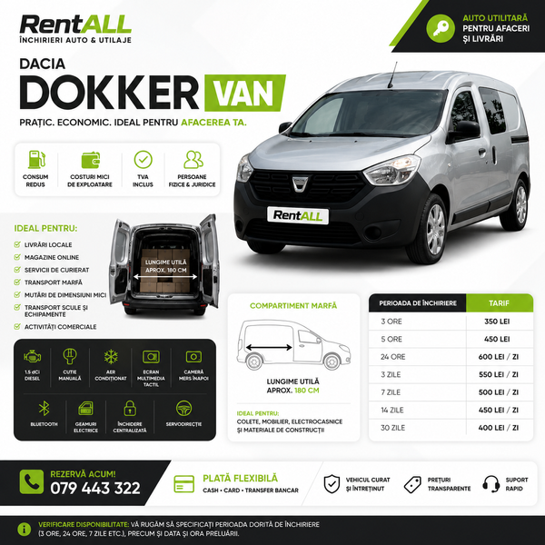 Dacia Dokker 1.5 dCi Diesel 2018 &ndash; &Icirc;nchiriere autoutilitară